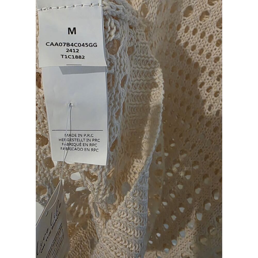 NWT Size M Cupshe Open Knit Sleeveless Swimsuit Cover Up Dress Ivory - Picture 7 of 8